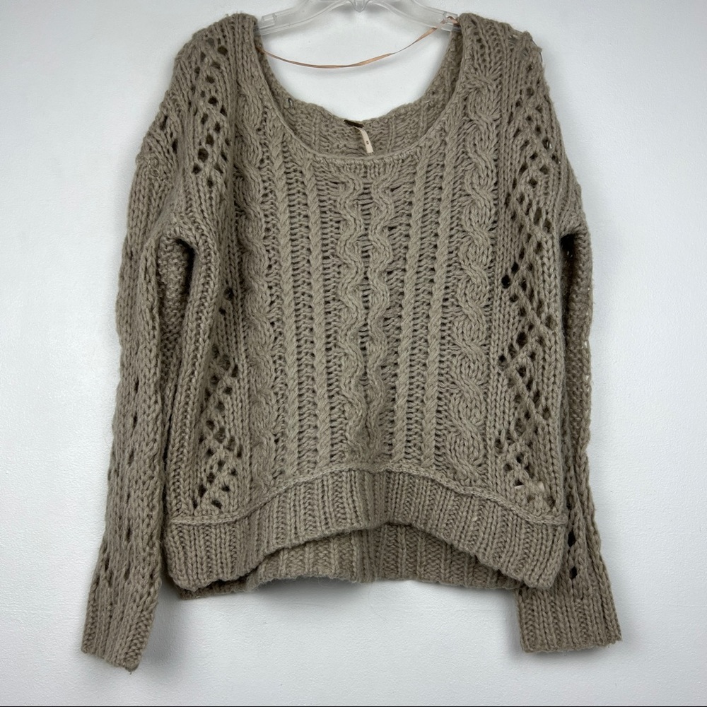 Free People Chunky Wool Knit Scoop Sweater
